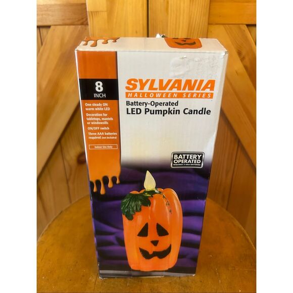 Sylvania 8" LED Halloween Pumpkin Candle Battery Operated (5538) - Picture 1 of 9